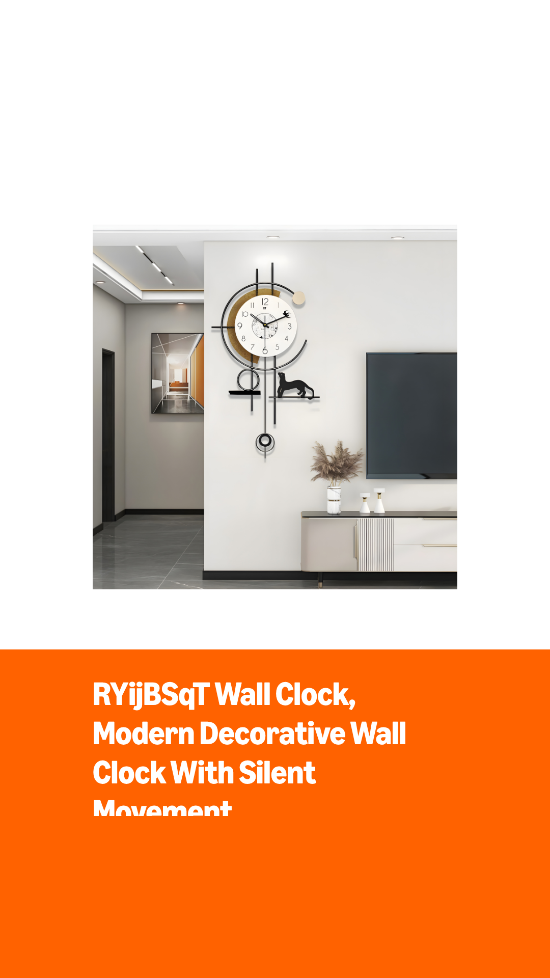 Reloj de pared digital moderno silencioso con péndulo 26x14.5 miniatura 7