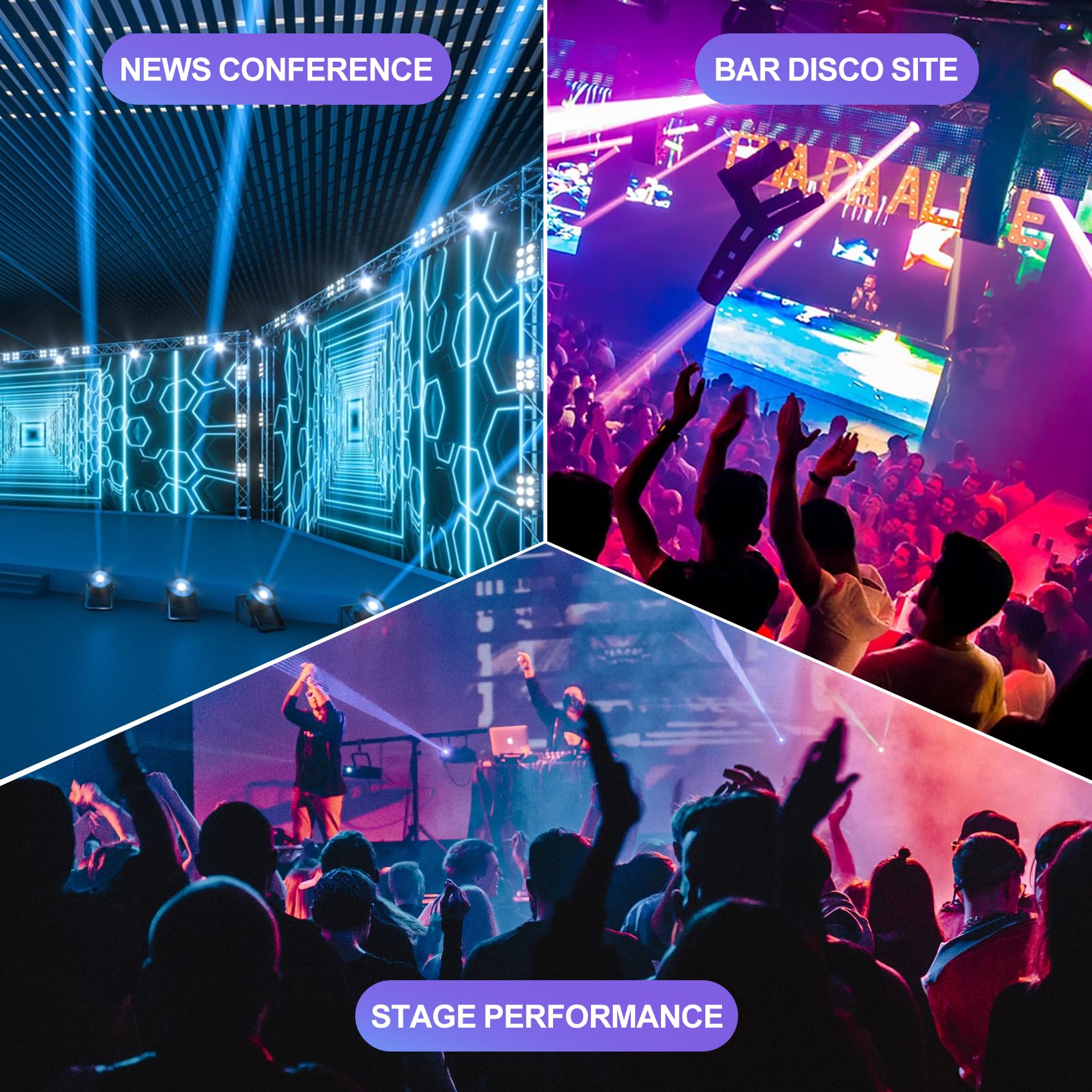 Lot de 2 trépieds lumineux avec traverse - Hauteur réglable de 1 à 2,5 m - Pour éclairage de scène et de concert, jusqu'à 4 lampes DJ