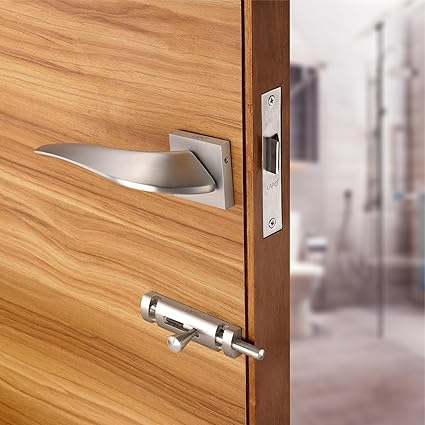 LAPO Exclusive Door Lock for Bathroom Door Lock, Balcony - Store Room Mortise Keyless Handles Set with Brass Baby Latch for Home, Office, Hotel (Matt Finish) Ro-139