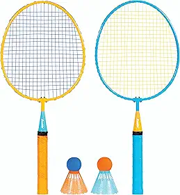 Franklin Sports Conjunto de raquete de badminton – Smashminton, tamanho grande – Conjunto juvenil de quintal para 2 jogadores com pássaros para crianças
