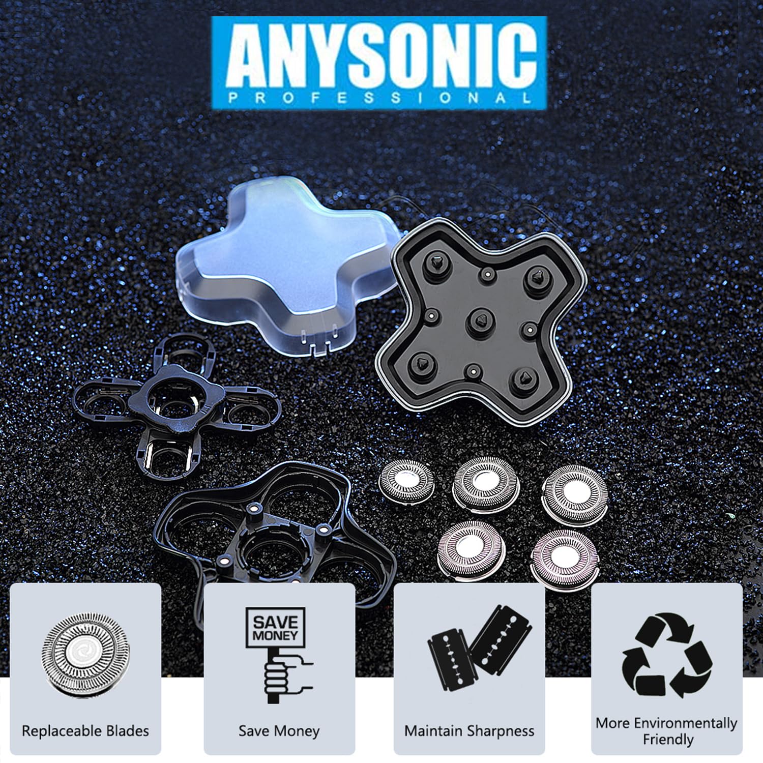 Universal Magnetic 5 Blades for Freebird, Head Shaver Replacement Heads for Universal Replacement Heads - Image 8