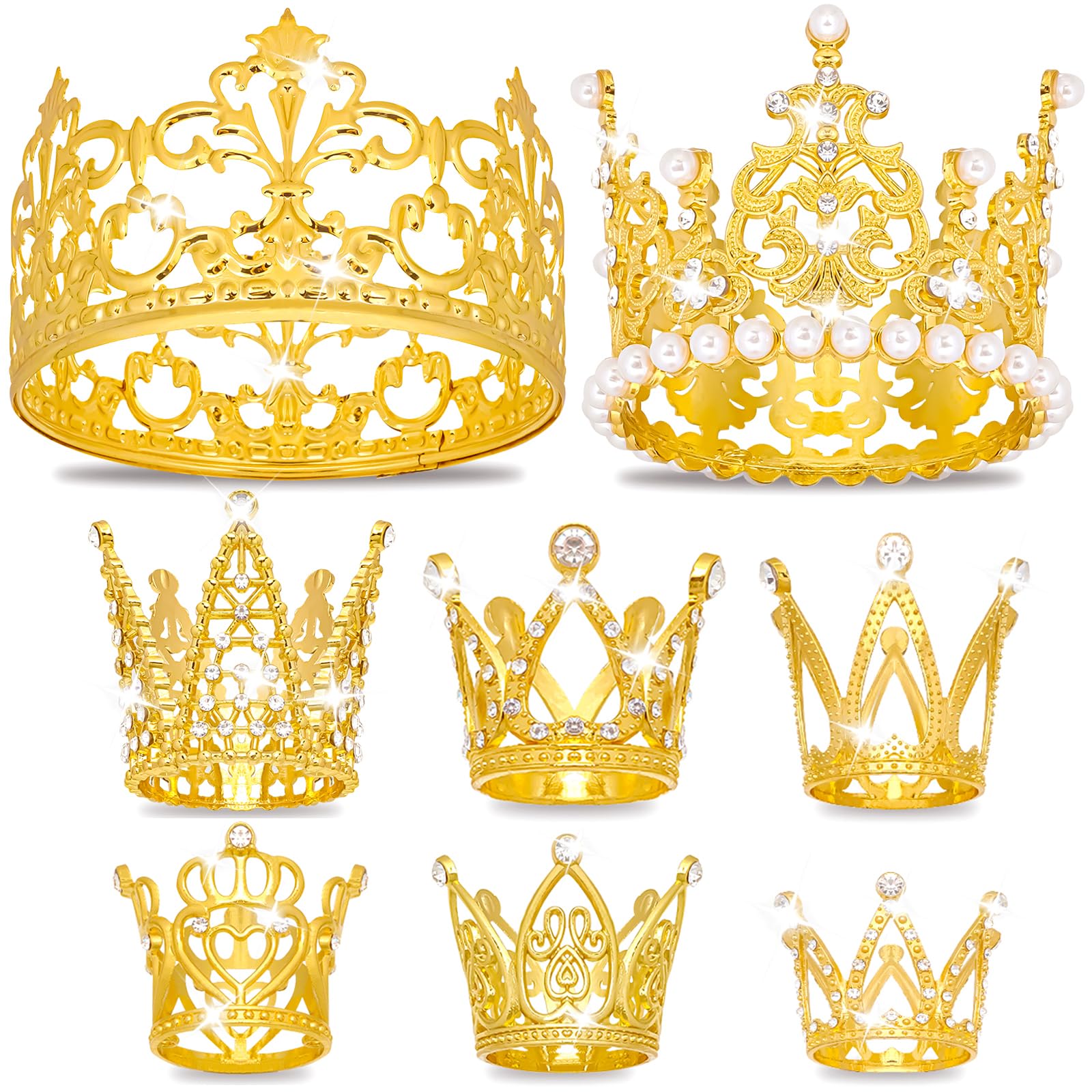 KICOSY 8 Pcs Mini Gold Crowns Set - cake decorating supplies | Mubboo