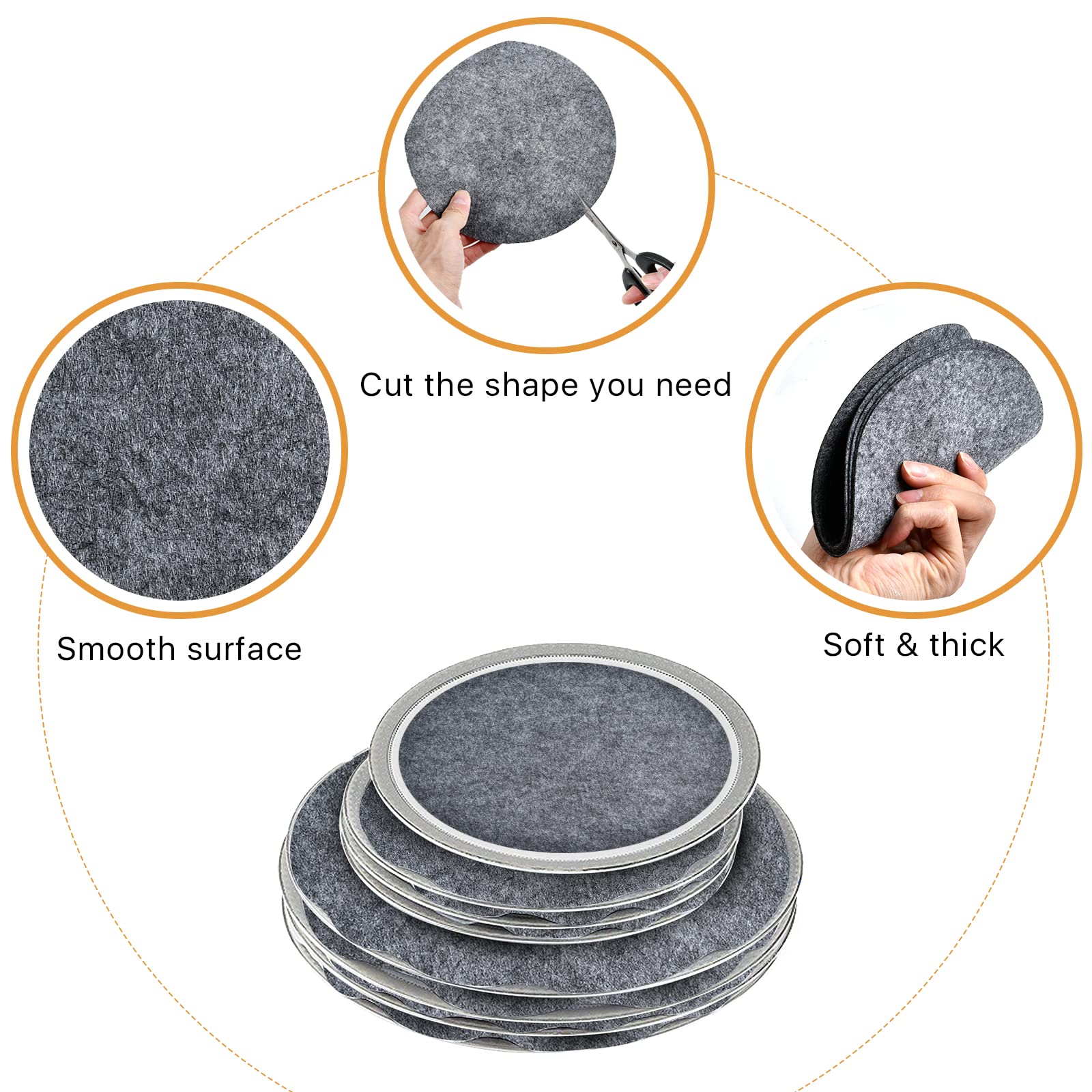 100 Pack Thick Felt Plate Dividers 3 Sizes China Dish - View #3