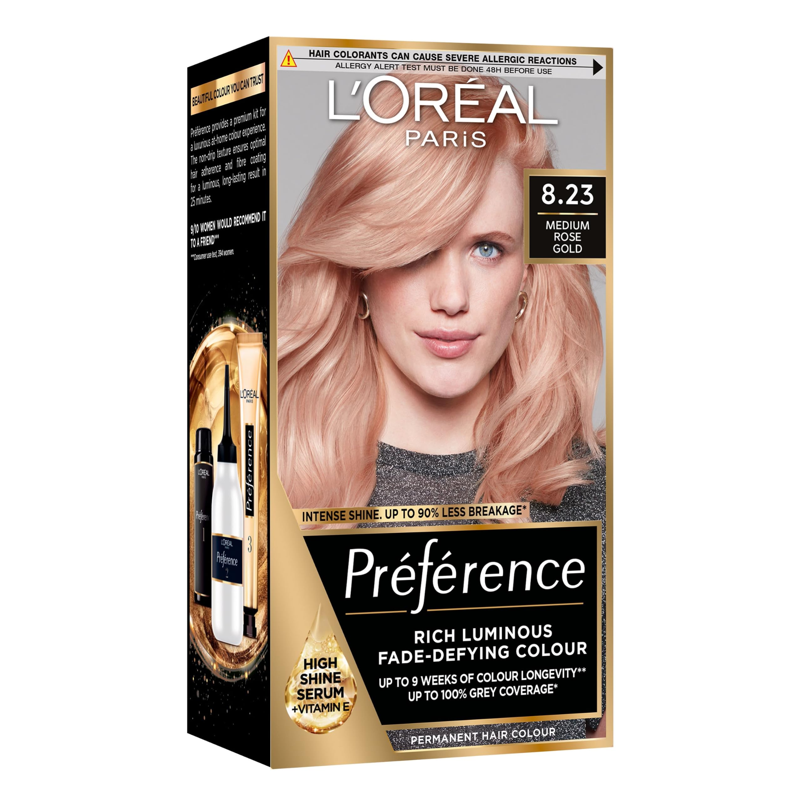 L'Oreal Paris Preference Permanent Luminous Hair Dye, 8.23 Medium Rose Gold