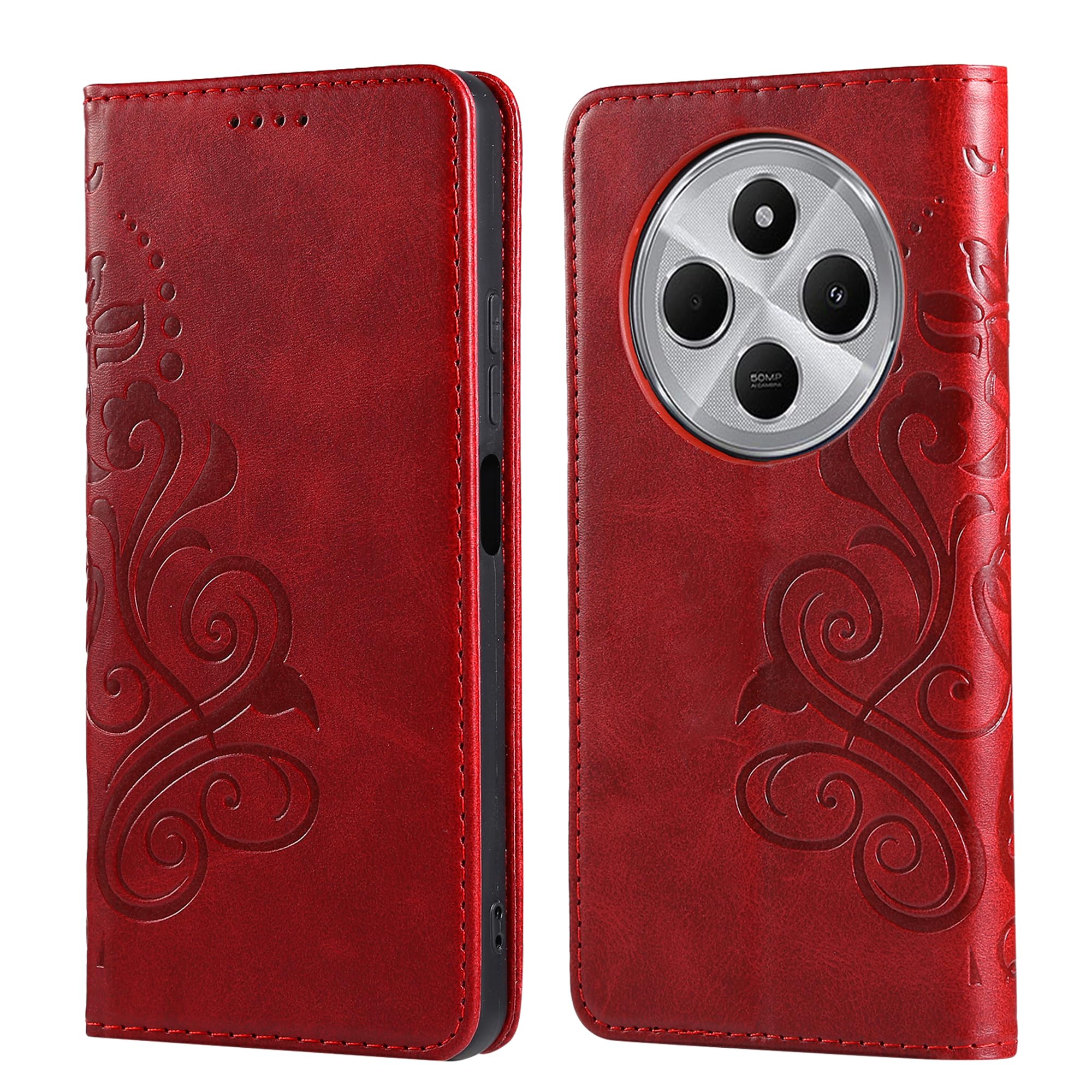 MOONESS Cover per Xiaomi Redmi 14C / Redmi A4 4G (6.88"),Flip Custodia a Libro in Pelle PU Premium Goffratura Portafoglio Case per Xiaomi Redmi 14C / Redmi A4 4G - Nero