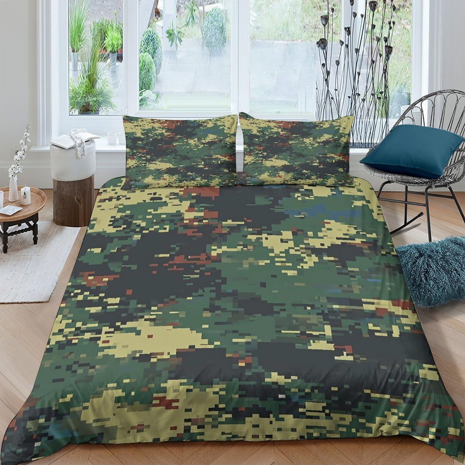 Ctjqhvkz Style-7 3D Printed Camouflage Forest Fitted Sheet Microfiber Soft Breathable Jungle Pattern Mattress Cover Bedroom Decor Single（135X200cm）