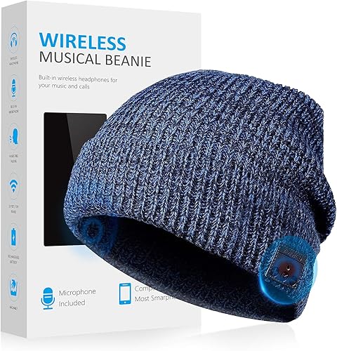 VOUO Auriculares Bluetooth Beanie Hat Auriculares, Rojo -