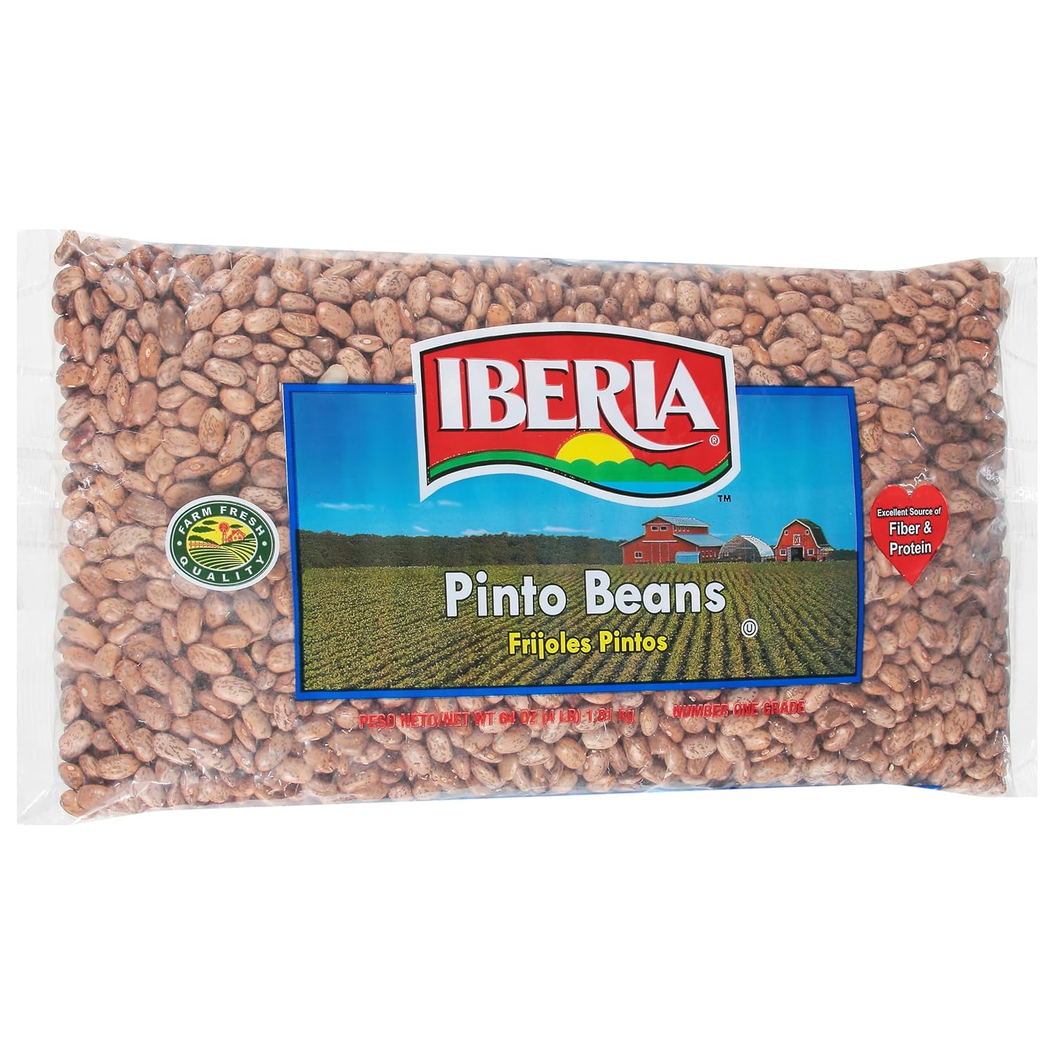 Iberia Pinto Beans 4 lb Bag - Premium Dried Beans for Refried Beans, Chili, Soups & Salads | Protein-Packed Bulk Pantry Staple