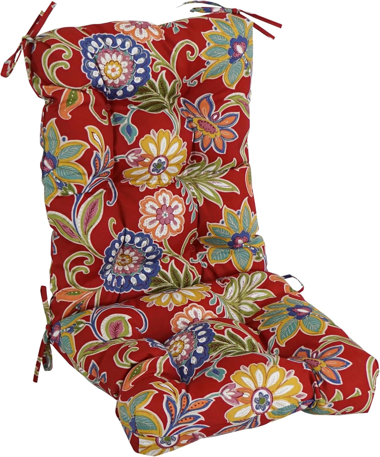 Blazing Needles Multi-Section Tufted Outdoor Chair Cushion, 18 x 38, Alenia Pompeii
