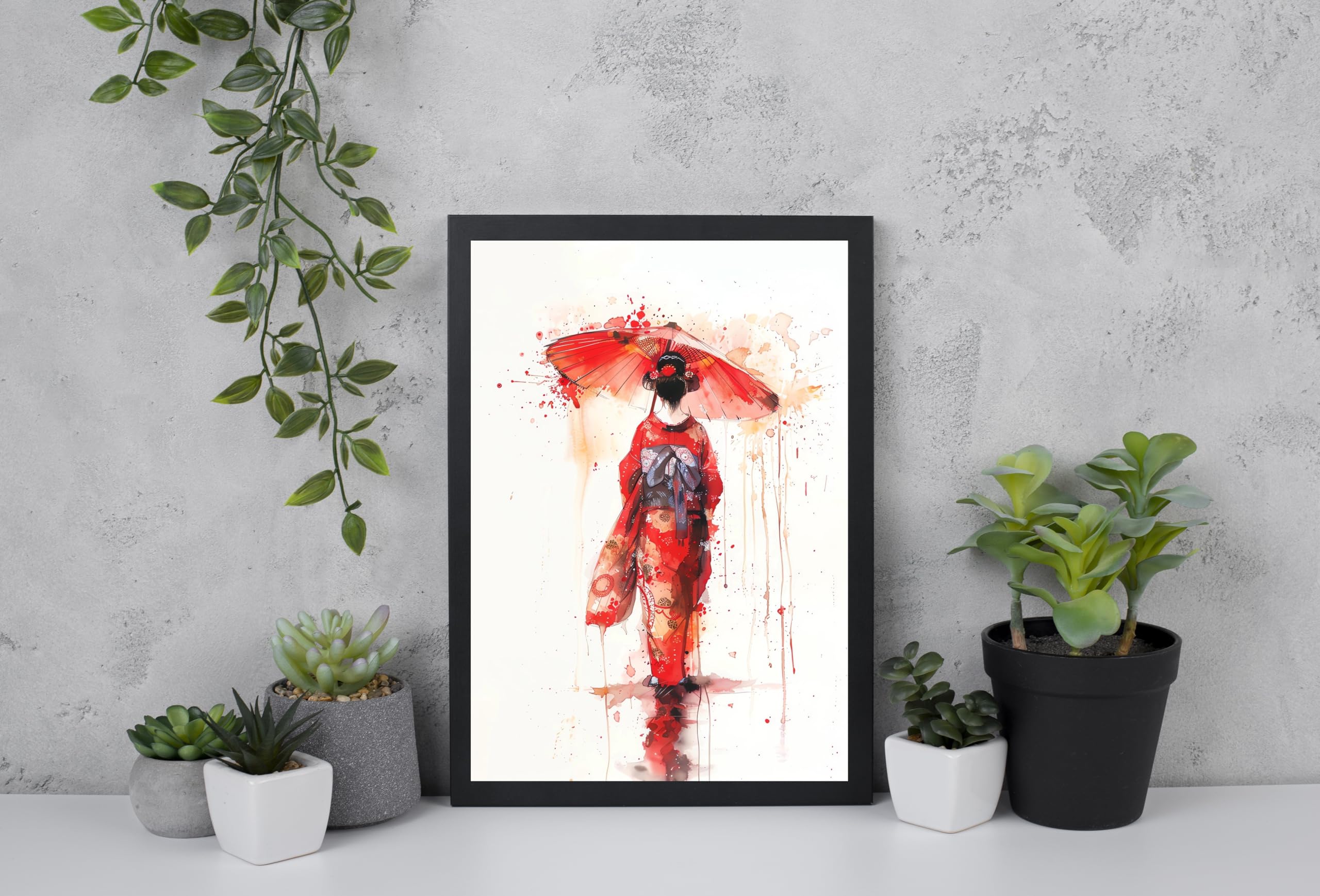 Japanese Geisha Girl picture 3 - beautiful vivid fine art print, wall art - A4 PRINT ONLY 29.7 x 21 cms, Multi, 29.7L x 21W cm - Image 3