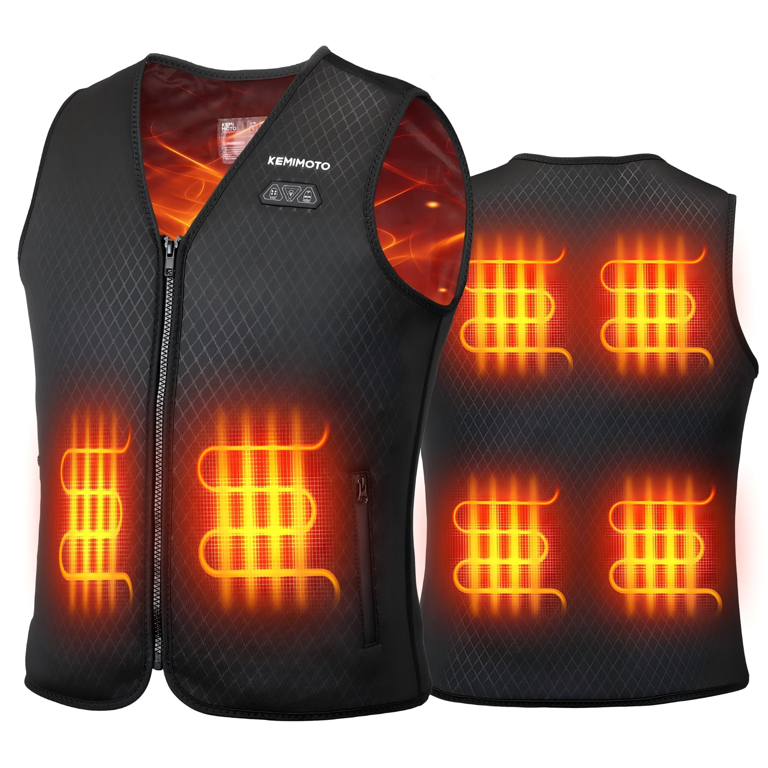 KEMIMOTO Gilet Chauffant Femme, 6 Zones de Chauffage, 3 Niveaux de Chauffage, Idéal pour le Camping, Ski, Pêche