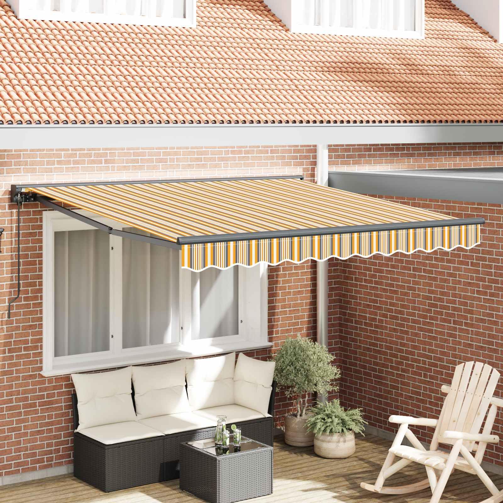 markise fernsteuerung Einziehbare Gelb und Grau 350 x 250 cm, Rechteckige Terrassenmarkise mit Manueller oder Elektrischer Fernsteuerung, Wetterbeständige Aluminiumkonstruktion für Garten FORM Smart Swim 2 kingsland handskar Color:BLACK/HI YELLOW