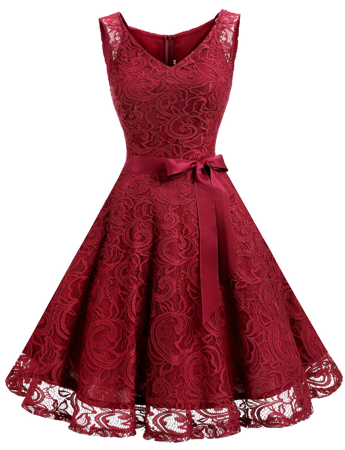 Dressystar Women’s Floral Lace V Neck Short Bridesmaid Cocktail Party Dress