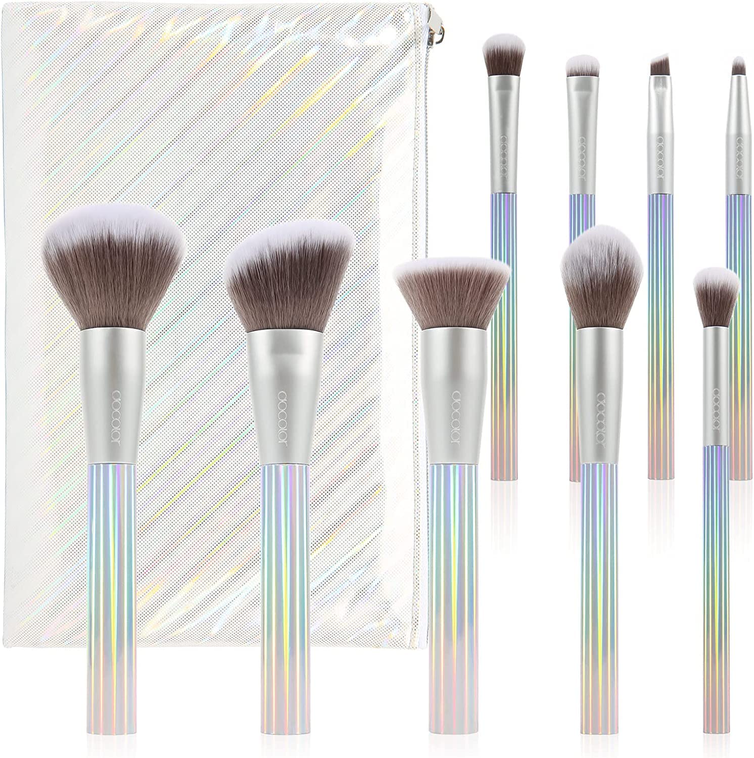 Docolor AURORA Makeup Brushes, 9 Pcs Makeup Brushes Set with Gift Bag, Premium Synthetic Kabuki Foundation Blending Face Powder Mineral Eyeshadow Make Up Brushes Kit