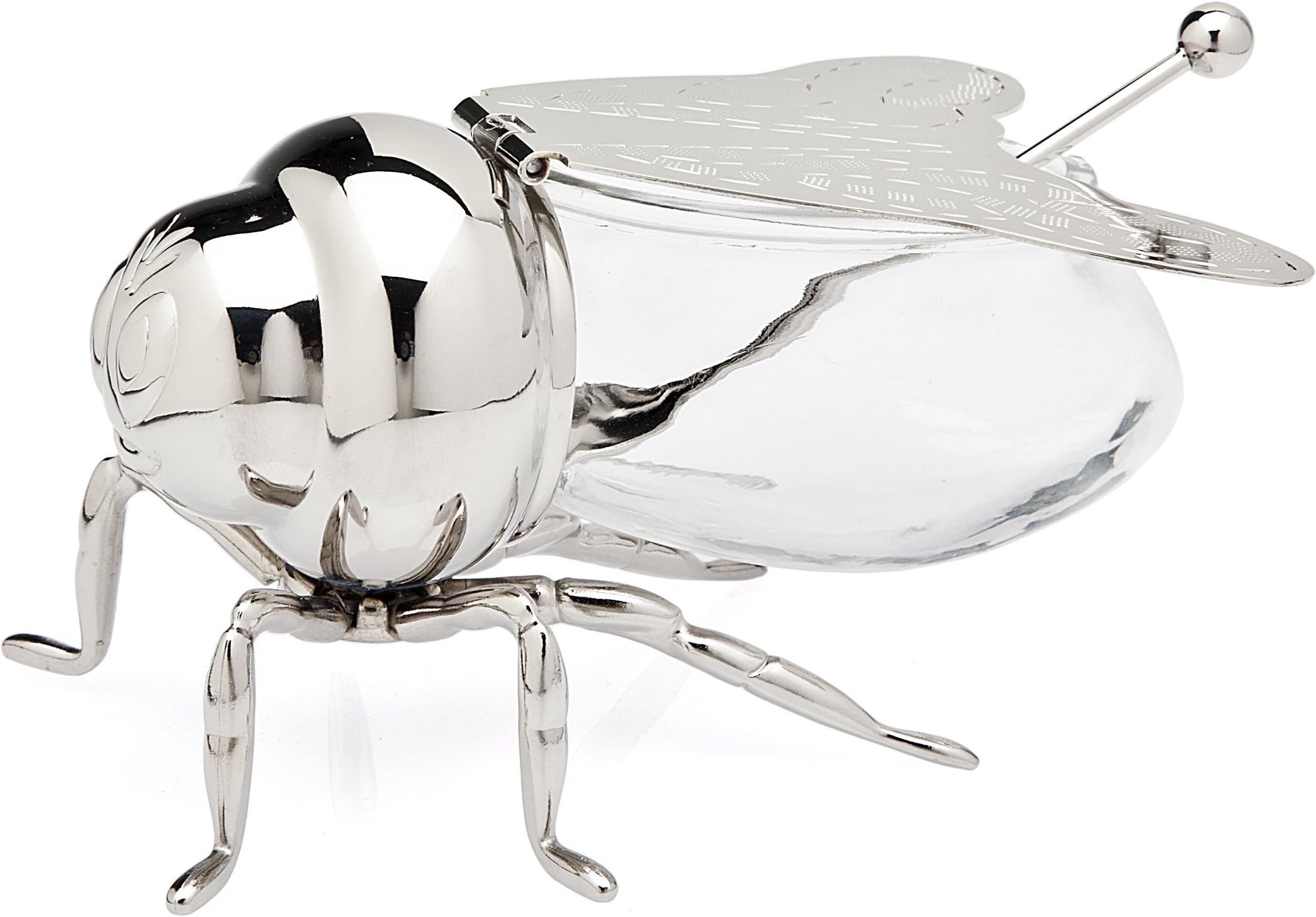 Godinger Honey Jar Silver Bee Themed Serverware Breakfast, Tea or Special Occasions