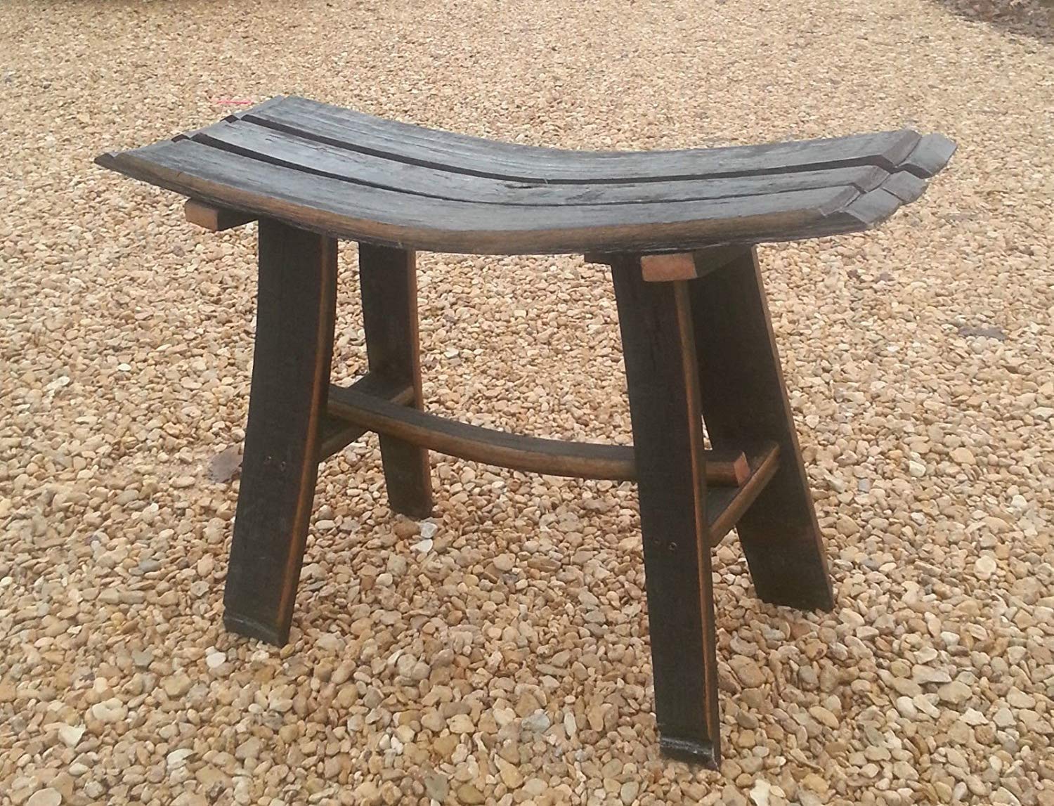 Cheeky Chicks Recycled Oak whiskey barrel staves curved patio Bench