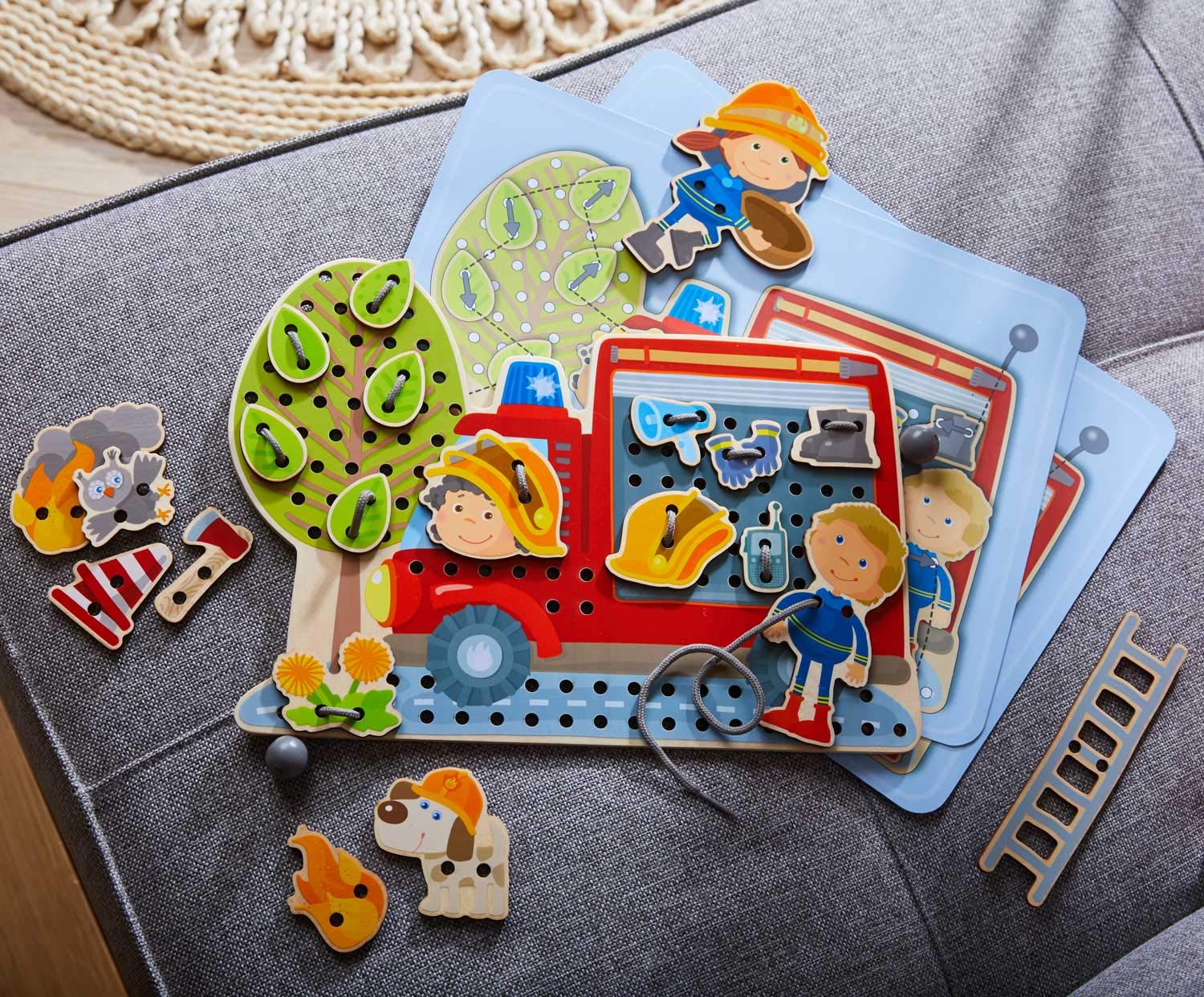 HABA - 305287 Fire Brigade Lacing Game - Wooden Toy - Suitable for Ages 3 and Above, Colourful, Small - Image 4