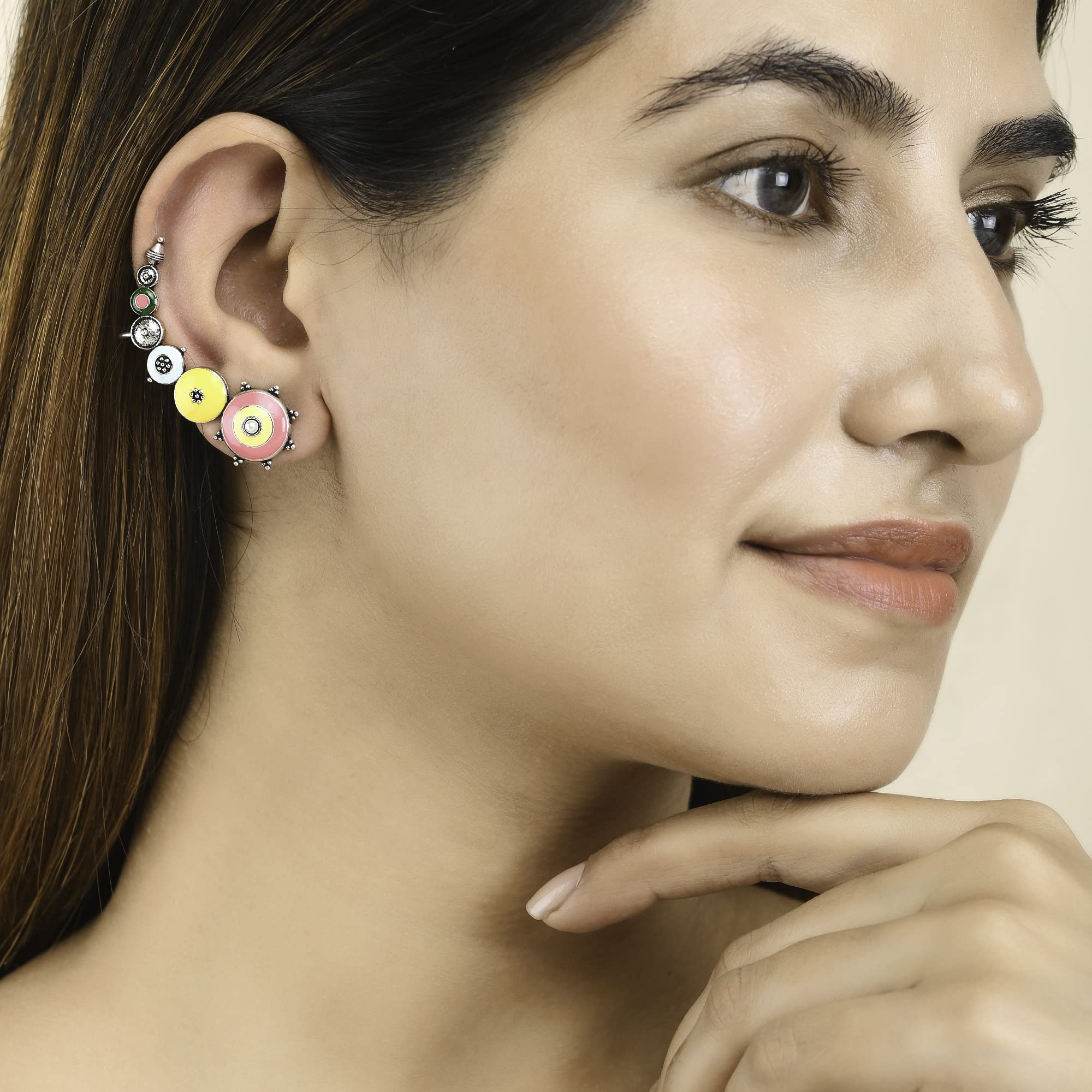 Folklore Enamel Cuff Earrings