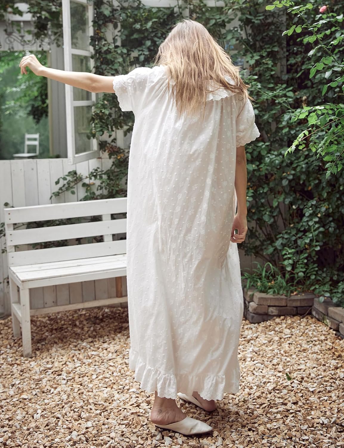 BEAUTELICATE 100% Cotton Embroidered Victorian Nightgown Vintage Sleepwear for Women - Image 5