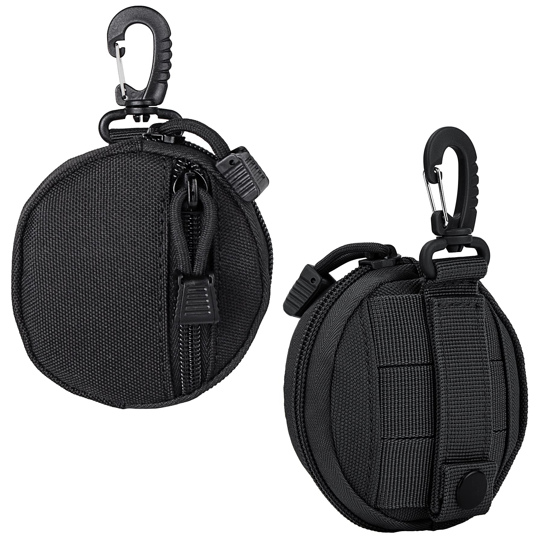 IronSeals 2 Pack Outdoor Circle Carrying Key Holder Case Small Zipper Coin Purse Keychain Wallet