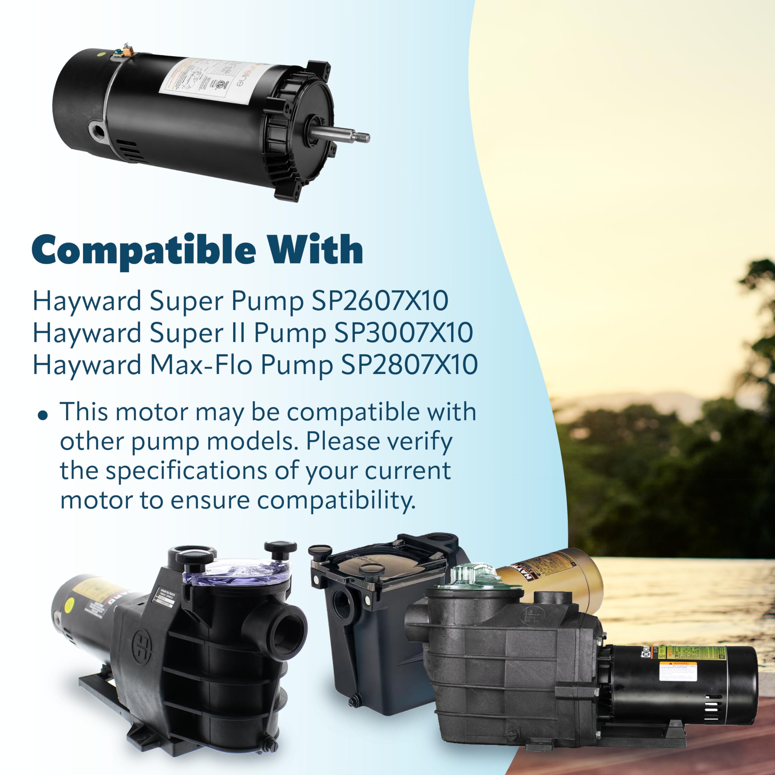 Amazon.com: Pureline 1 HP Round Flange 56J Up Rate Pool Pump Motor
