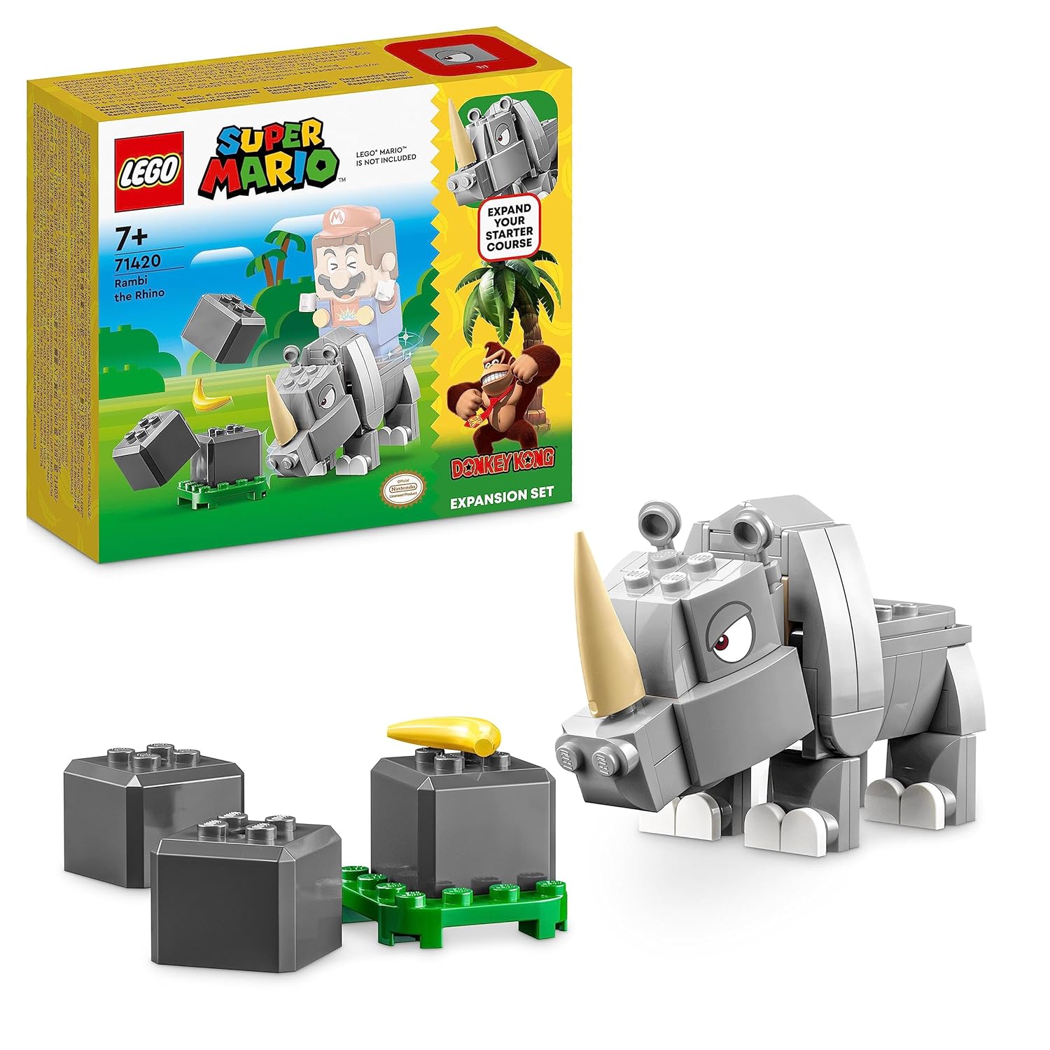 Lego Super Mario Rambi The Rhino Expansion Set 71420 Game Inspired Building Toy Set to Combine with a