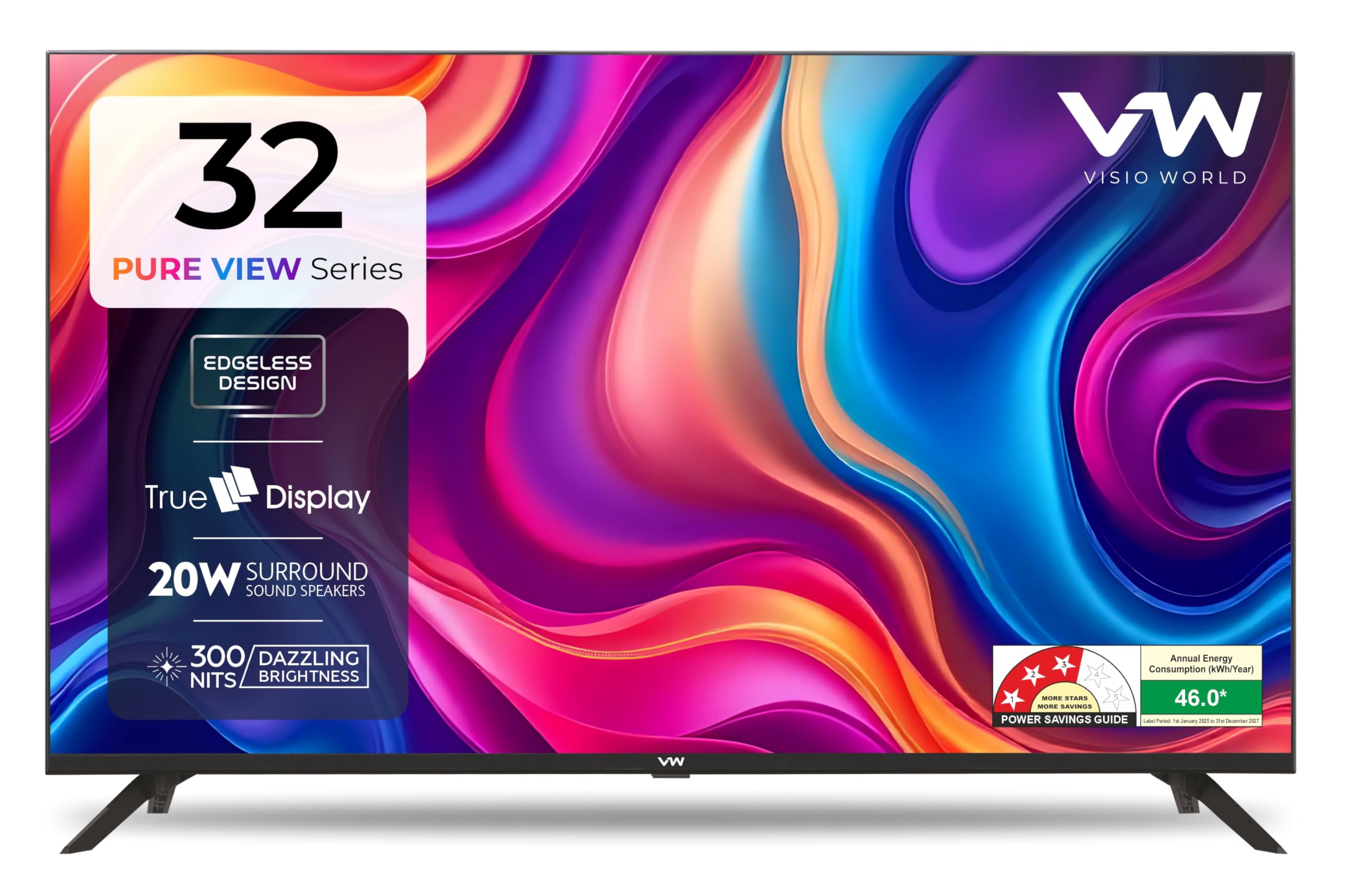 VW 80 cm (32 inches) Frameless Series HD Ready LED TV VW32A (Black)