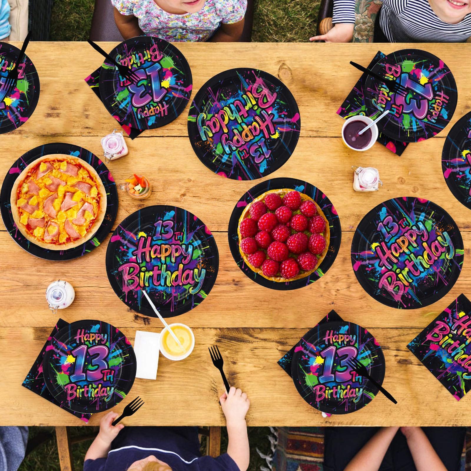 Neon Graffiti 13th Birthday Plates & Napkins -7