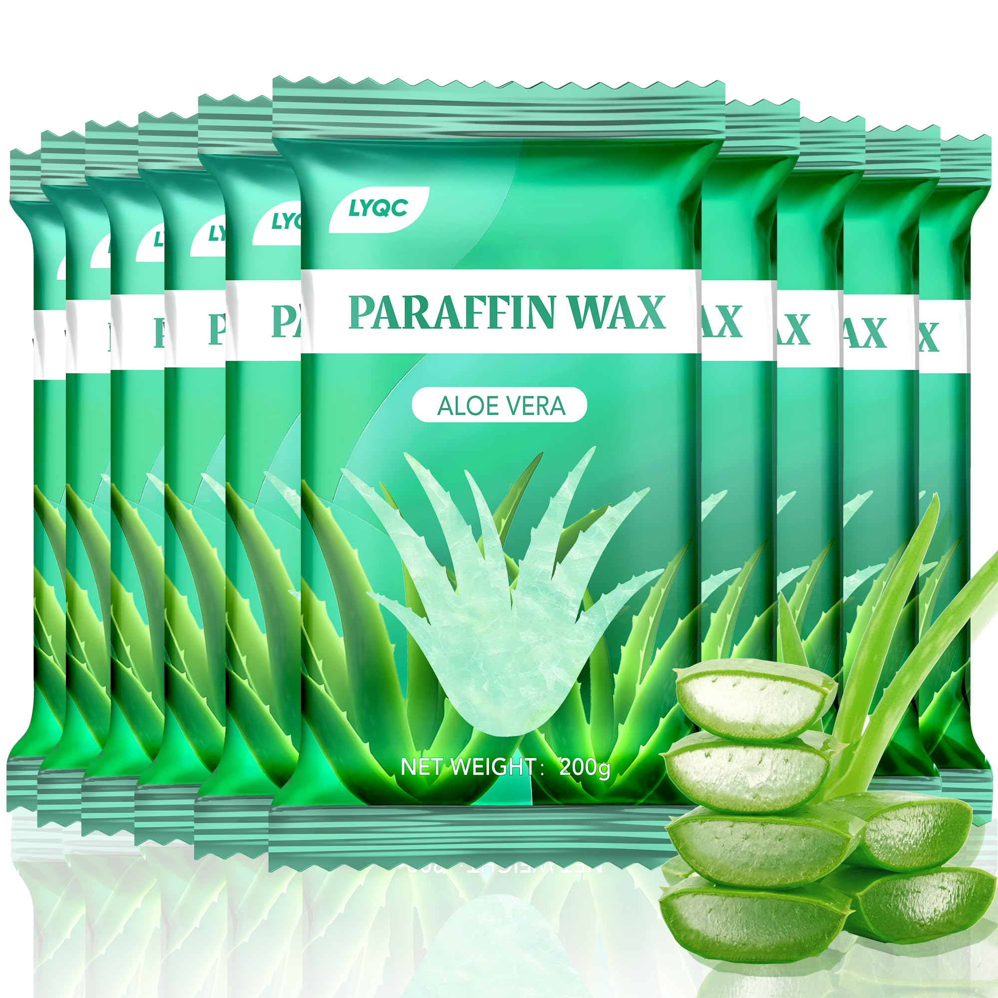 LYQC Paraffin Wax Refill, 10 packs of Paraffin Bath Wax for Hands and Feet for relief of stiff muscles and arthritic pain - deeply moisturises and protects the skin of the hands and feet (Aloe vera)