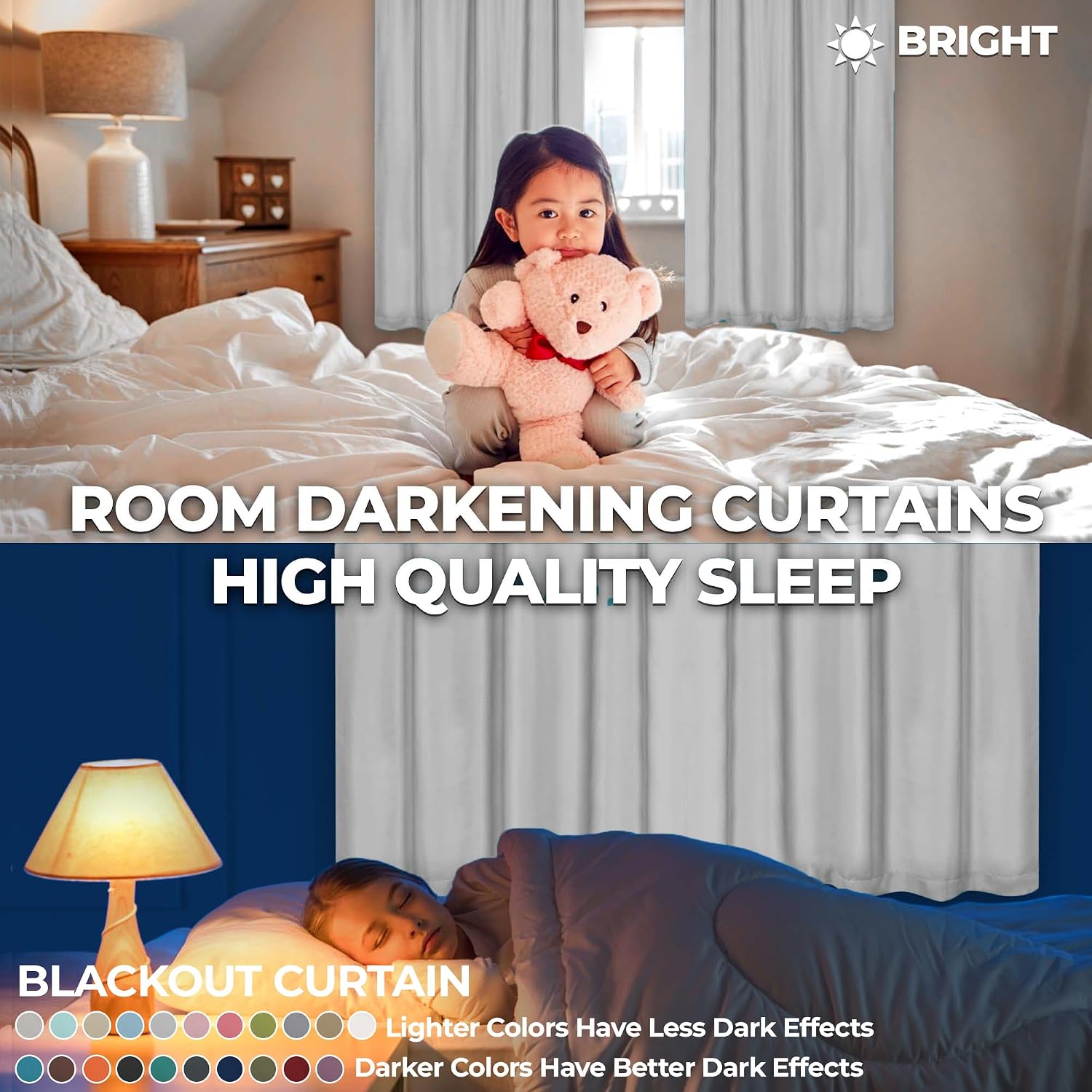 Superior Blackout Curtains, Room Darkening, Bedroom, Drapes, Kitchen, Living Room Window Accents, Sun Blocking, Thermal, 2 Pack, Rod Pocket, Solid Blackout Curtains, Set of 2, 26" x 63", Marshmellow