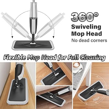 Microfiber Spray Mops for Floors Cleaning - Floor Mop with 4 Reusable Pads