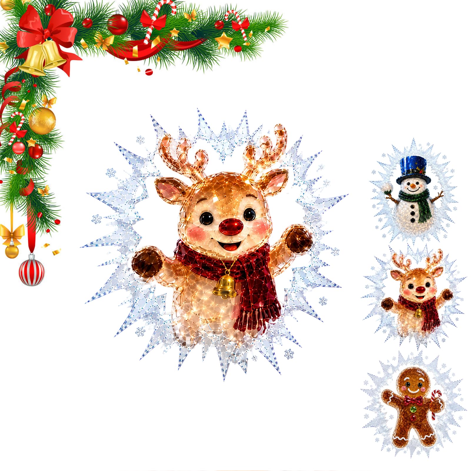 2026 Christmas Window Decals, Crystal Santa Claus Window Decorations (B)