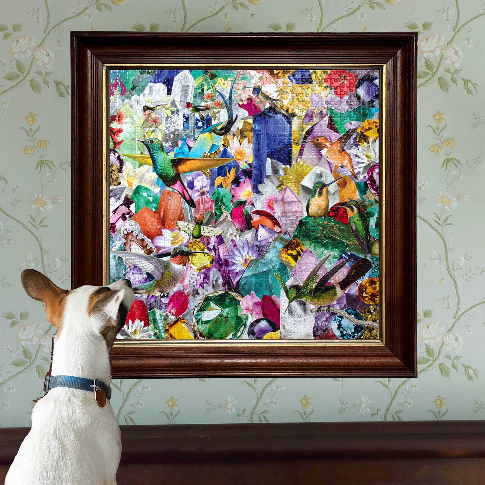 eeBoo: Hummingbirds and Gems 1000 Piece Square Adult Jigsaw Puzzle, 23" x 23", Sturdy Pieces, Ages 14+, Blue, Green, Red - Image 4