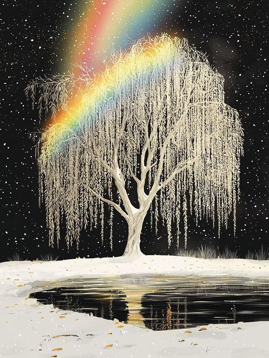 Albero sotto l'aurora boreale Dipingere con i Numeri, 70x90cm a-488 | Paint by Numbers Kit con Pennelli e Acrilico Pigmento, Fai da te Olio La Pittura di Numeri Kit, Decora la Casa, senza Cornice