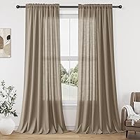 Vista 143 de Guken - Cortinas de lino negro de 108 pulgadas de largo para sala de estar, dormitorio, juego de 2 paneles, bolsillo para barra, cortinas