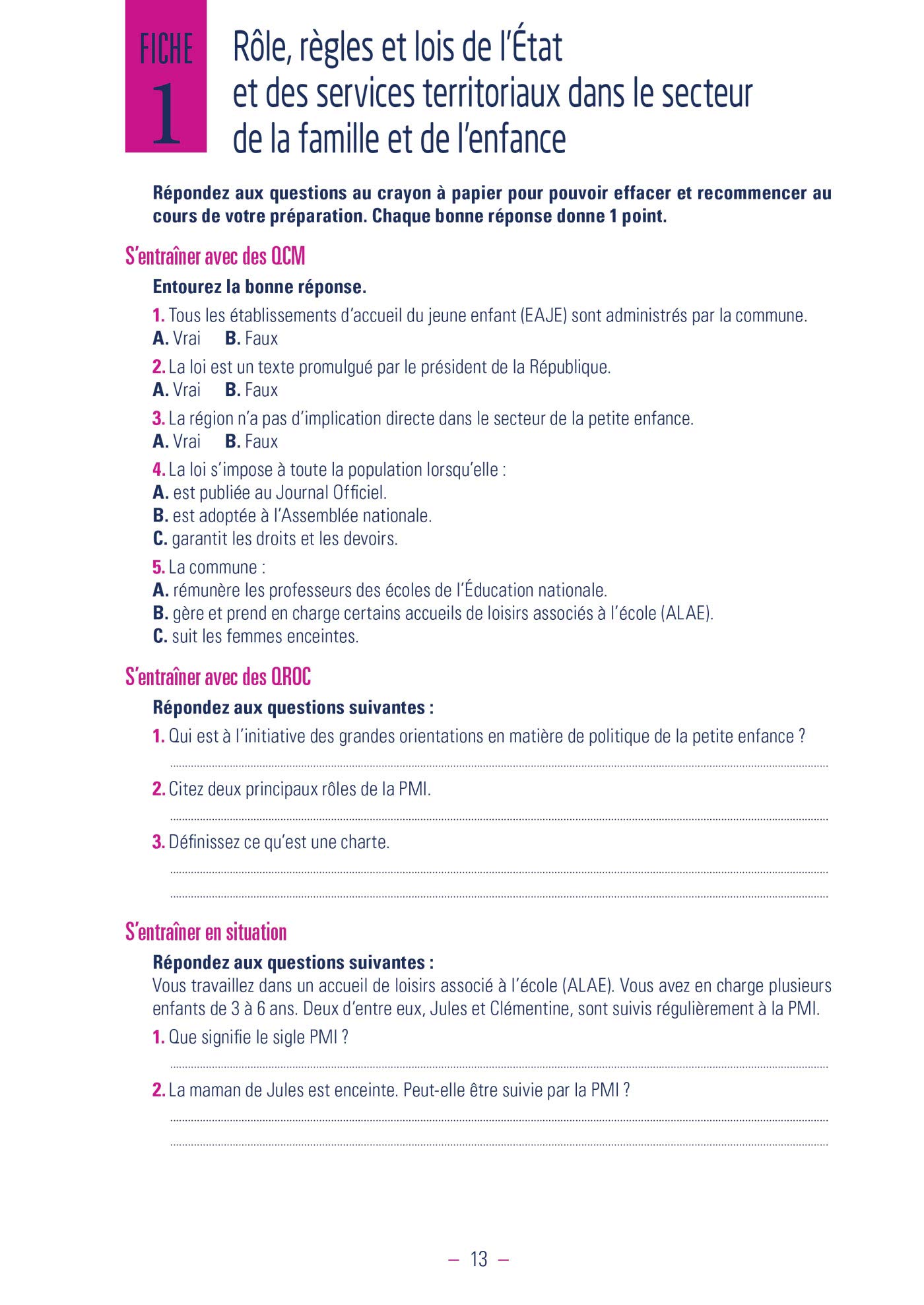 100 Question Reponse Cap Petite Enfance - La Galerie