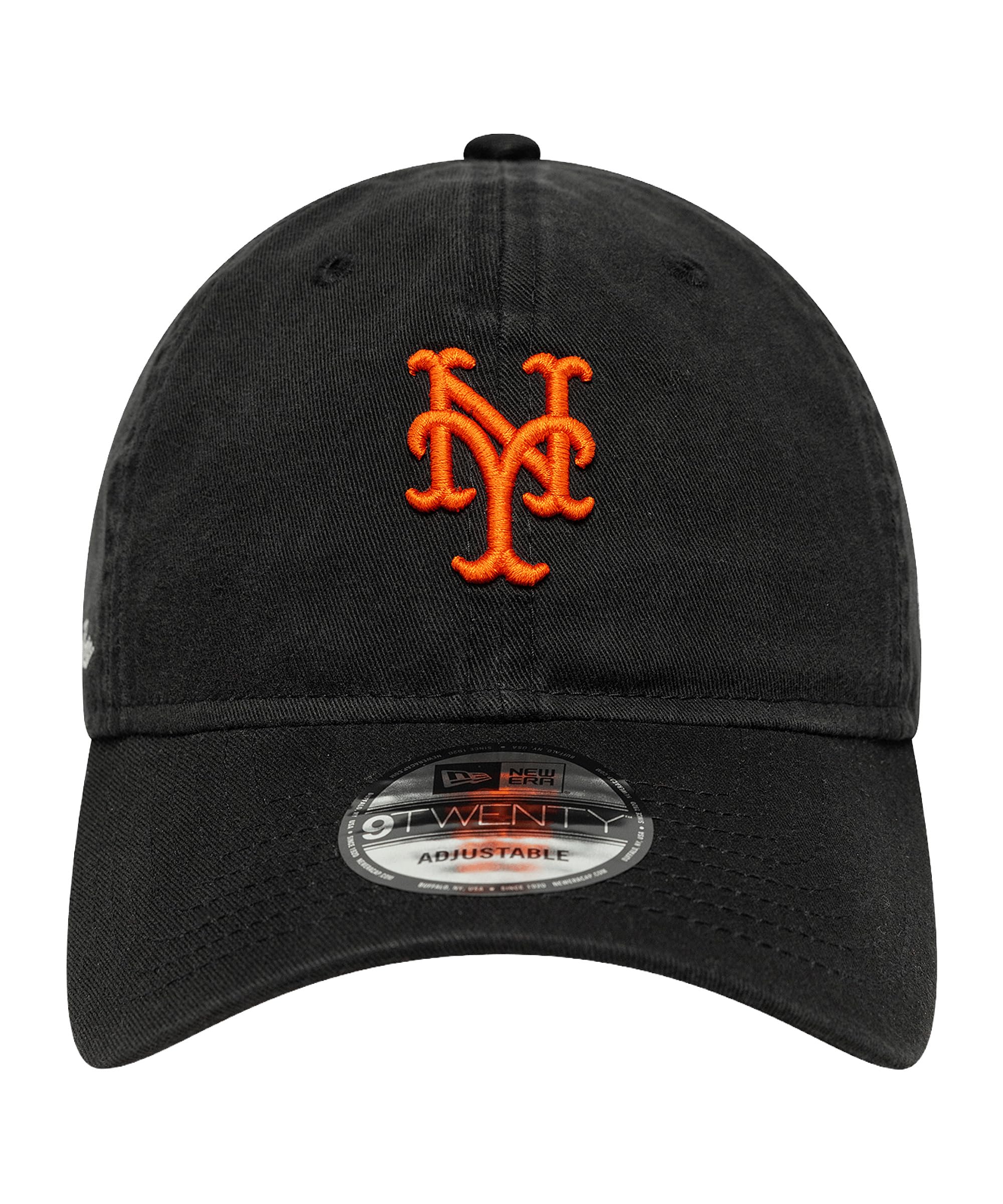 New Era Unisex Black Mlb 9Twenty Washed Cap Script New York Mets