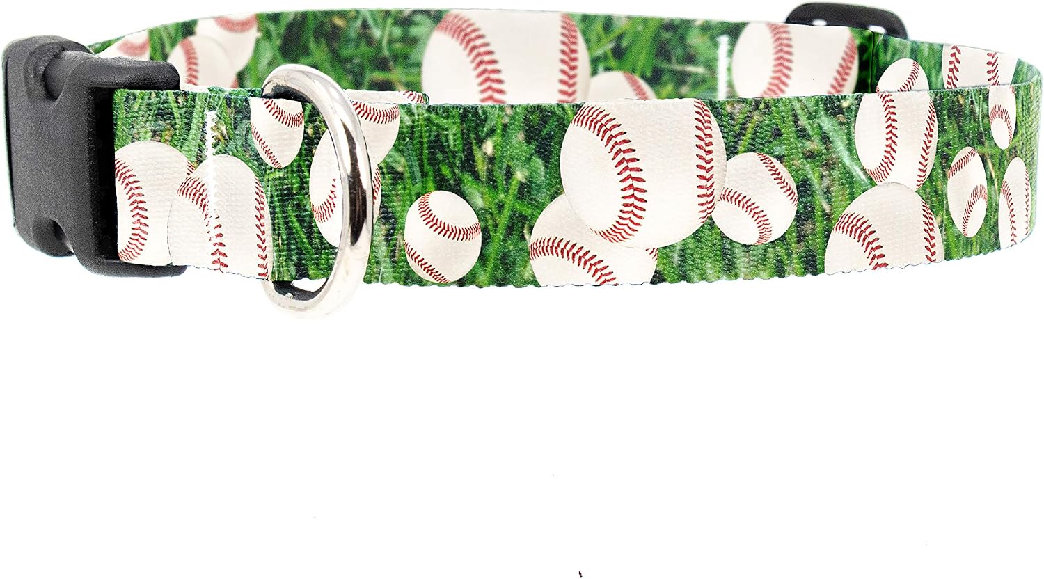 Buttonsmith Baseball Dog Collar - Fadeproof Printing, Military Grade Buckle - Made in The USA