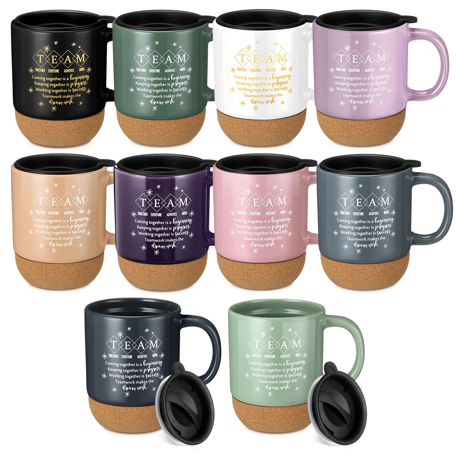 Didaey 10 Pcs CNA Week Team Appreciation Gifts for Employees Nurse Graduation Thank You Coffee Mugs Bulk with Cork Bottom Team Gift for School Nurse Staff Coworker Volunteer (Elegant Nature)