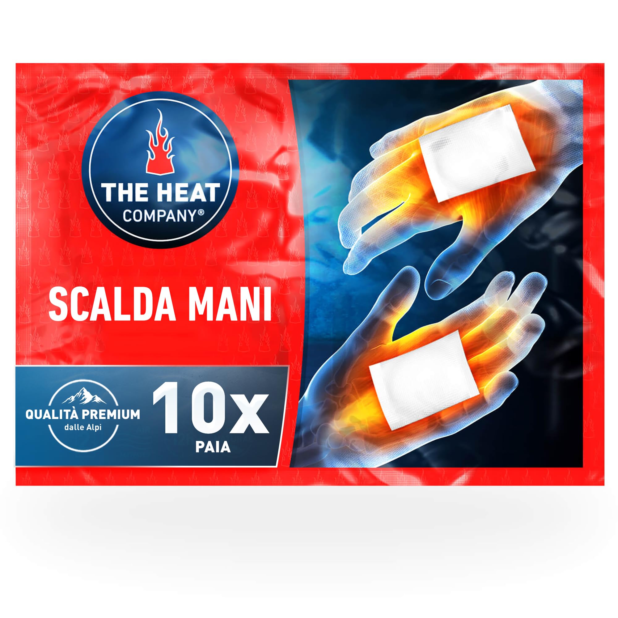 THE HEAT COMPANY Scaldamani - 10 paia - EXTRA CALDO - Cuscini termici - 12 ore mani calde - pronti all'uso - autoriscaldante - puro naturale