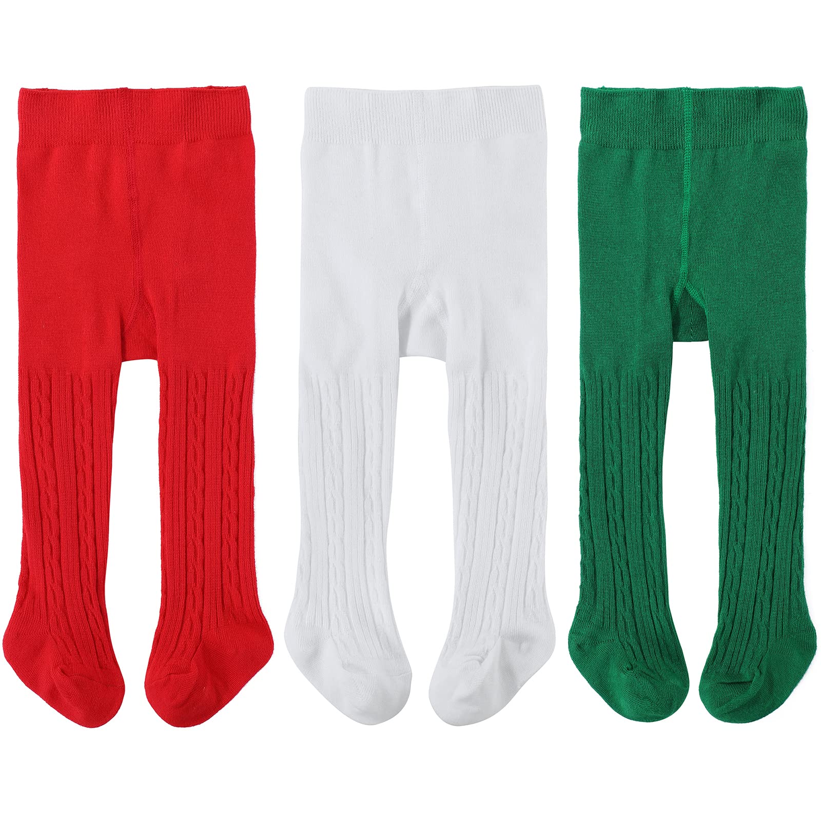 American Trends Medias de bebé para niñas, mallas de algodón de punto trenzado para recién nacidas, medias suaves sin costuras