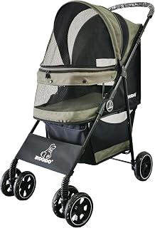 ROODO 4-Wheel Lightweight Foldable Pet Stroller for Small Dogs Cats up to 30lbs - All-Terrain Jogger, Compact Travel Gear, Sage Green