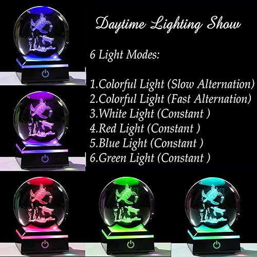 Miniatura 2 de Qianwei Regalos de tortuga marina para mujer, bola de cristal 3D de 3.14 pulgadas, decoración láser de tortugas marinas, figuras de tortuga, estatua