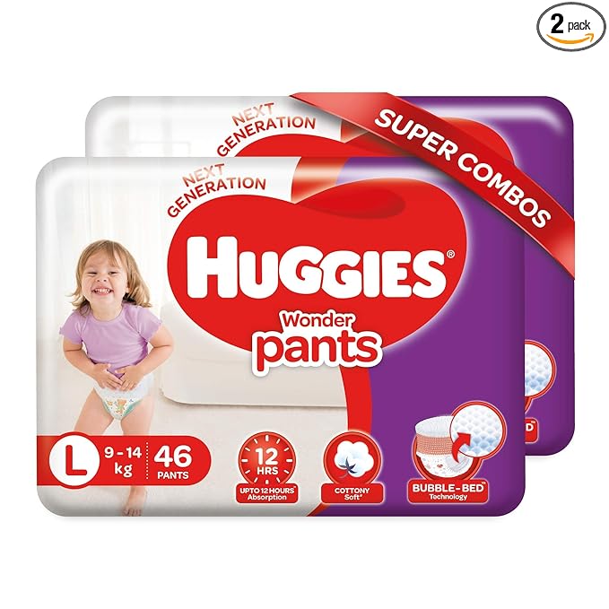 Huggies Wonder Pants Large Size Diapers Combo Pack of 2, 46 Counts Per Pack (92 Counts)