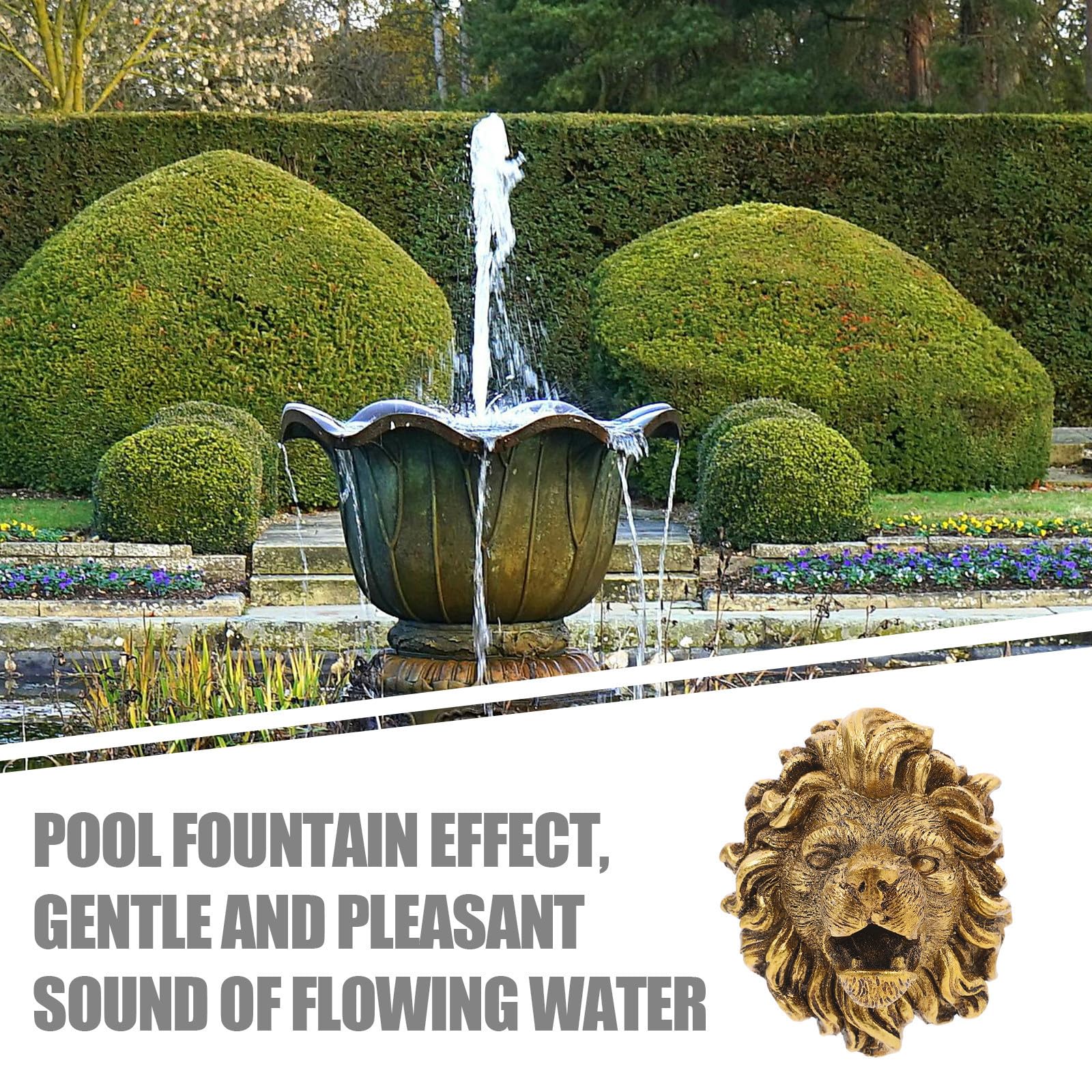 Ciieeo Brunnendüsen mit Beruhigendem Wasserfluss aus Kunstharz 2 Stück Löwenkopf Wandmontierte Wetterbeständig für Gartendekoration für Teiche und Außenbereich