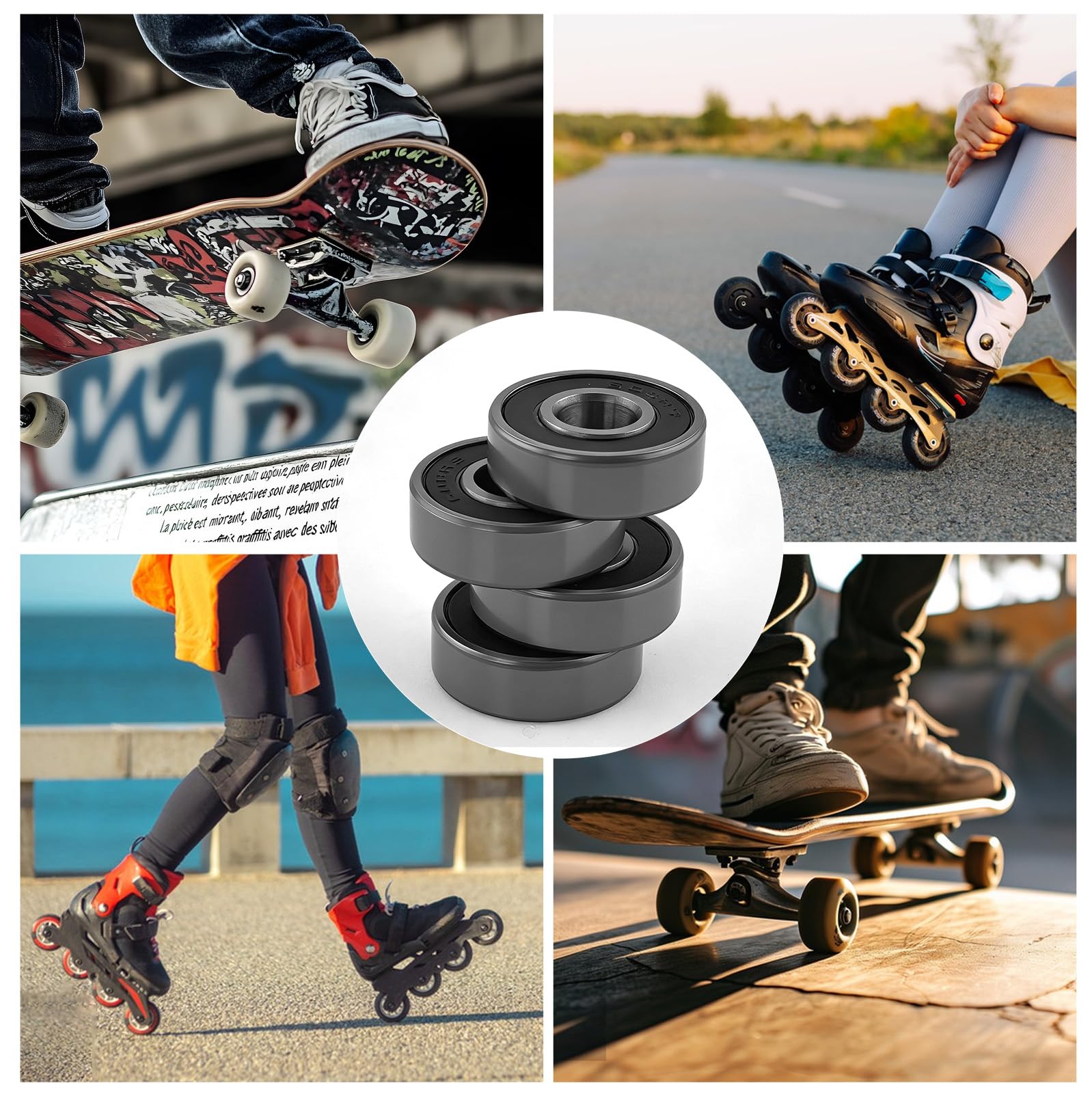 20 sztuk podwójnie ekranowanych łożysk kulkowych do deskorolki 608ZZ, srebrne łożyska zapasowe do longboard, wrotki i hulajnogi