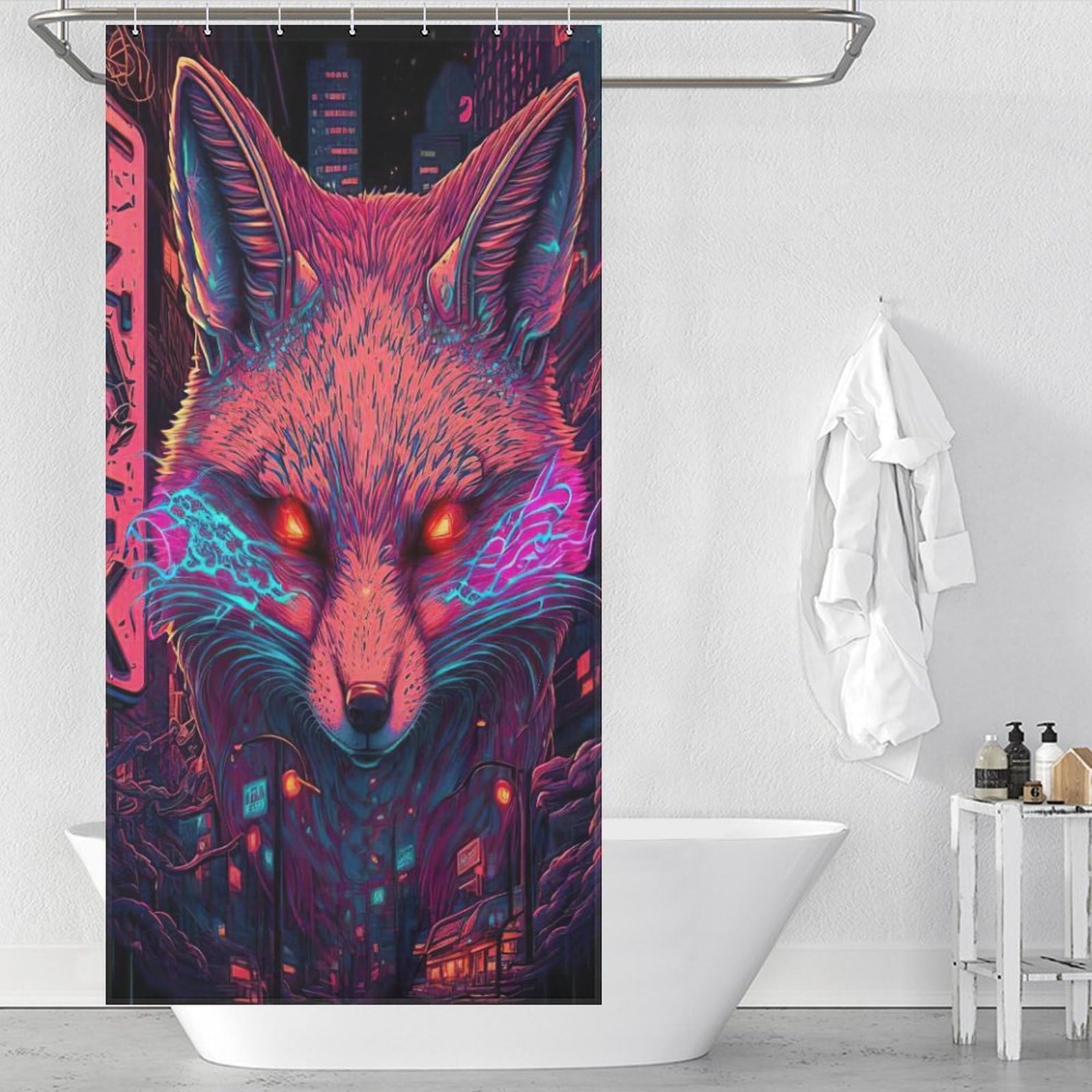 Renard rideau de douche en polyester 92x183cm lavable en machine pour petite salle de bain