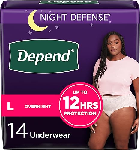 Miniatura 1 de Depend Night Defense - Ropa interior para adultos con incontinencia y fugas de vejiga posparto para mujer, desechable, durante la noche, grande,