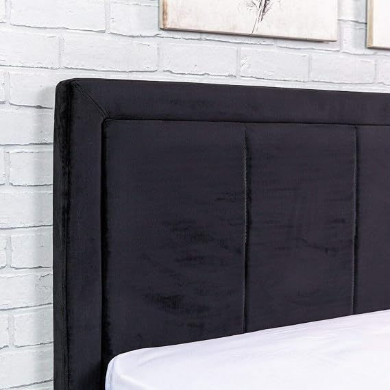 4FT Small Double Size Modern Gia Ottoman Gas Lift Storage Premium Fabric Bed - Plush Black