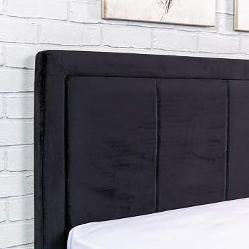 4FT Small Double Size Modern Gia Ottoman Gas Lift Storage Premium Fabric Bed - Plush Black